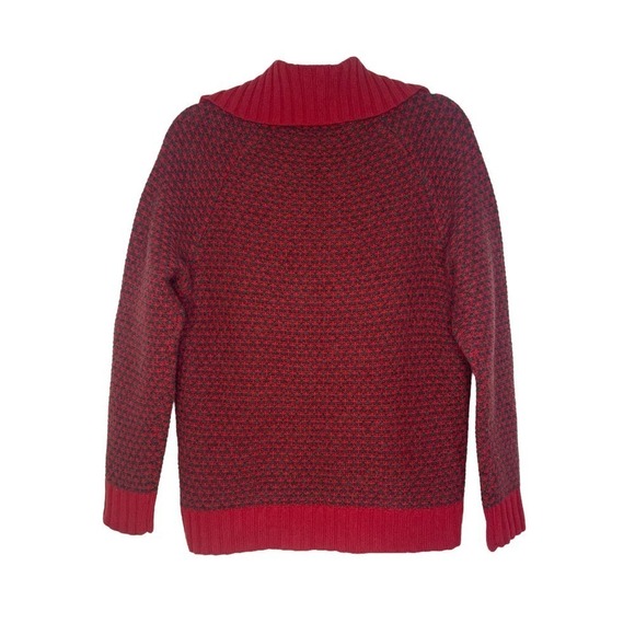 Woolrich Full Zip Lambs Wool Knit Sweater Jacket Red & Gray Small Casual Cozy - Picture 7 of 9